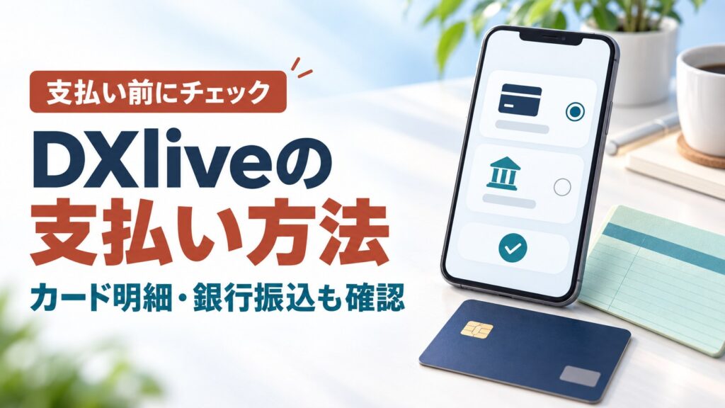 DXliveの支払い方法とカード明細・銀行振込を紹介するアイキャッチ画像